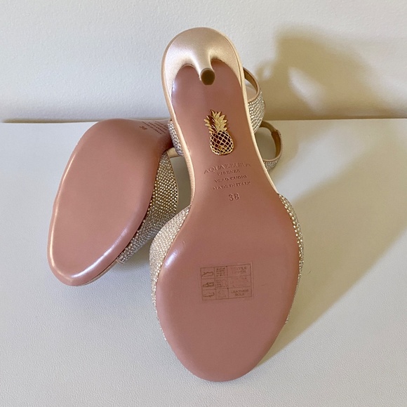 AQUAZZURA Cherry Crystal Embellished Slingback Sandals Size US8 - Picture 16 of 16